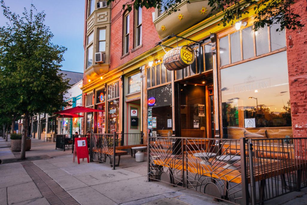 Outdoor street view of restaurant on South Broadway in Denver